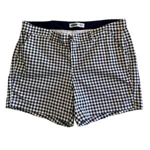 Old Navy Everyday Short Navy Blue Gingham Preppy Mid Rise Sz 18 Plaid Nautical